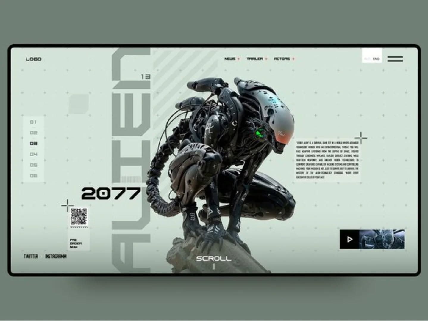 Sci-fi game landing page